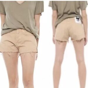 Sandrine Rose Tan Denim Side Zipper Cut Off Shorts